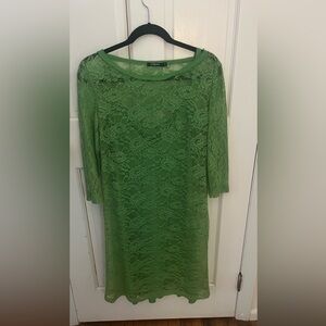 Green lace dress with separate slip